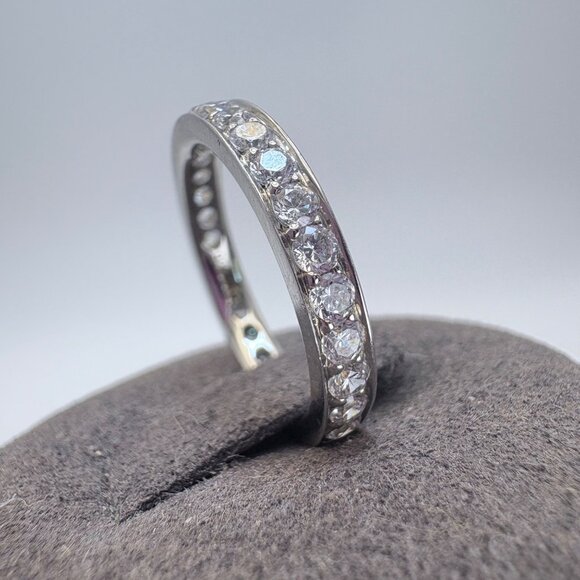 VTG Solid Sterling Silver 925 Cubic Zirconia Pavé Set Statement Ring Size 6.5 - Picture 3 of 9